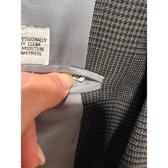Vintage 100% Wool Sport Coat Suit Jacket Black & Gray Size 39 JL - Picture 9 of 12